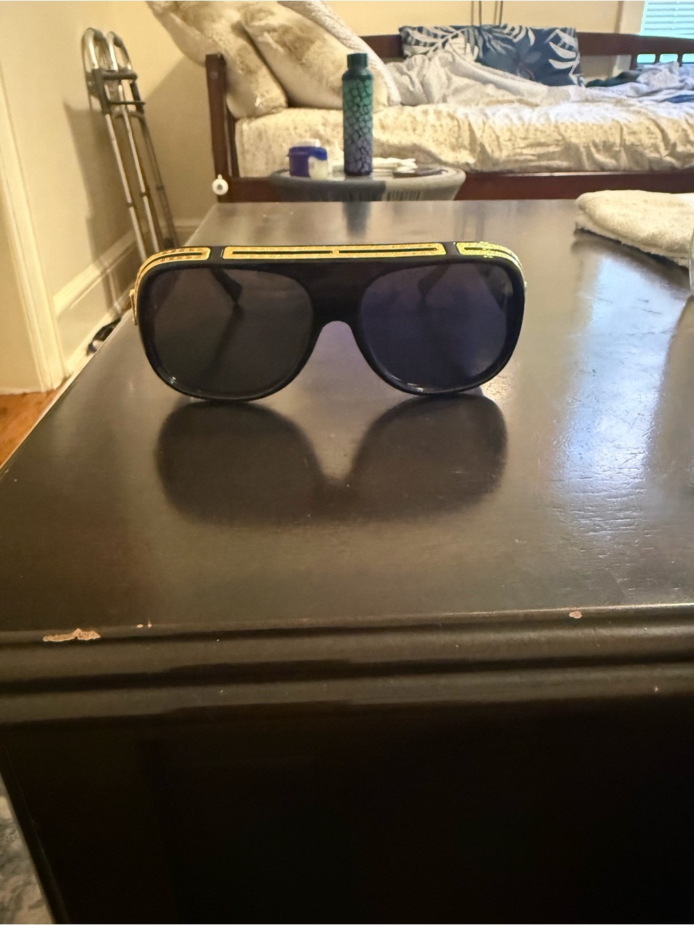 Louis Vuitton Black Sunglasses with Yellow Accent